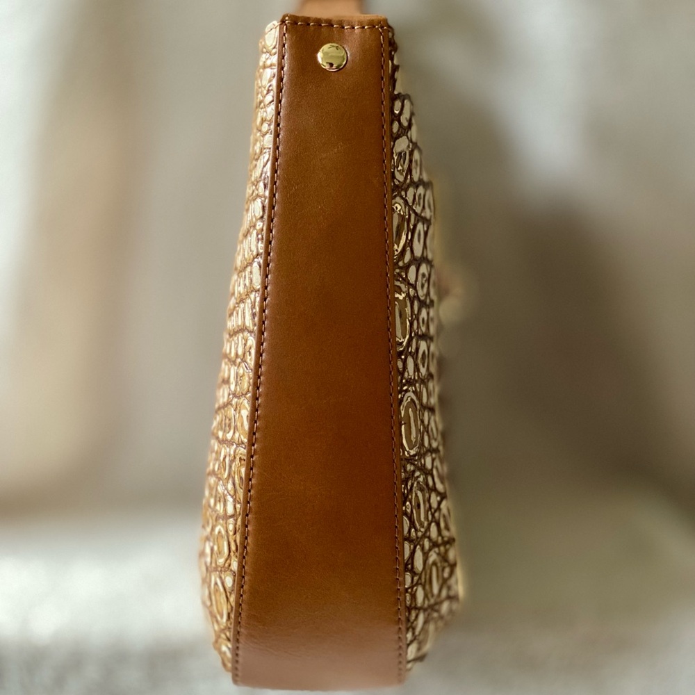 Brahmin Gold and Brown Croc-Embossed Hobo Bag and Wallet - Picture 4 of 7